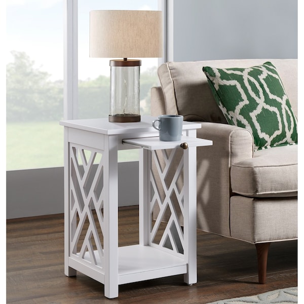 Alaterre Furniture Coventry Wood End Table with Tray Shelf and Bottom Shelf ANCT02WH - main